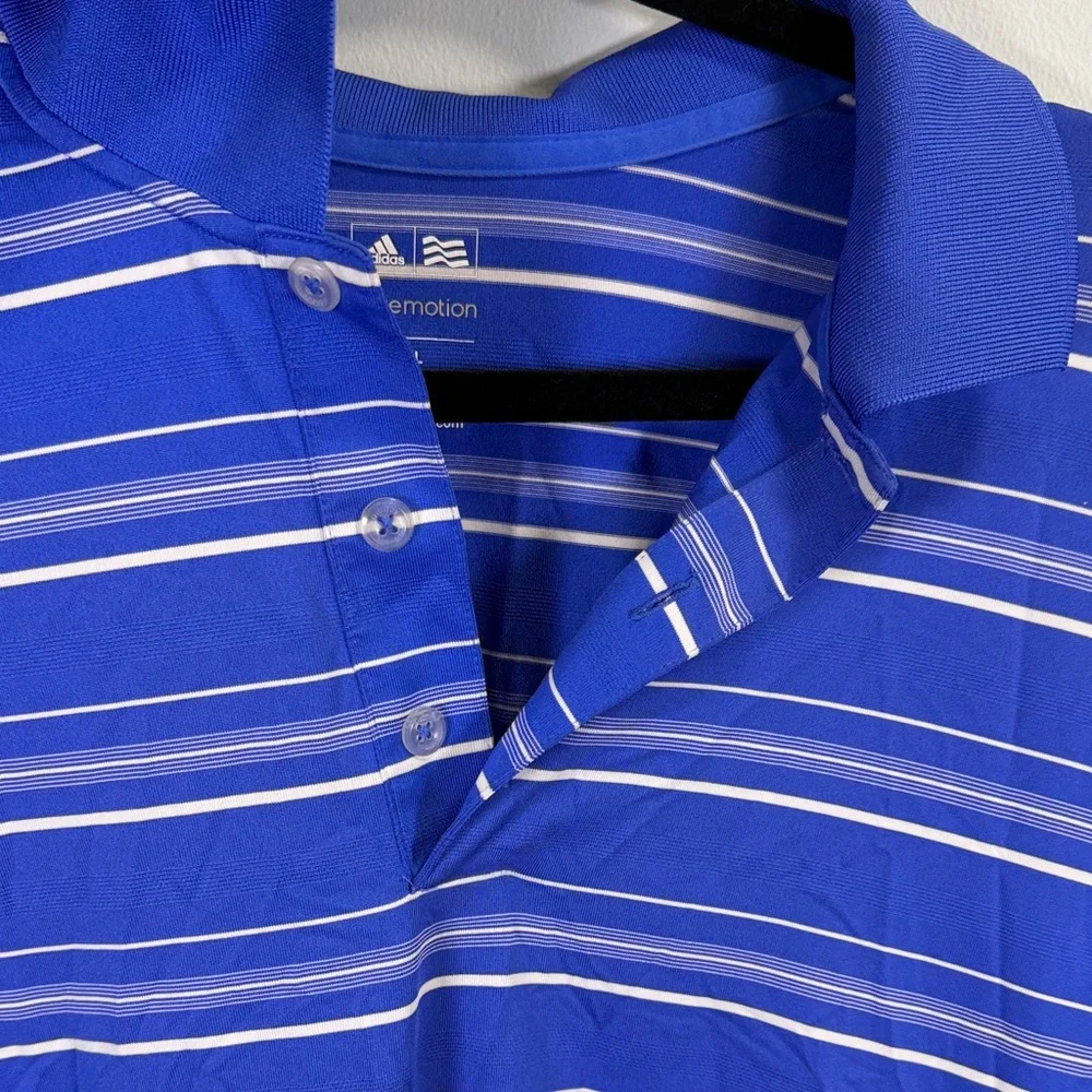 adidas PureMotion Blue and White Striped Polo‎ Shirt